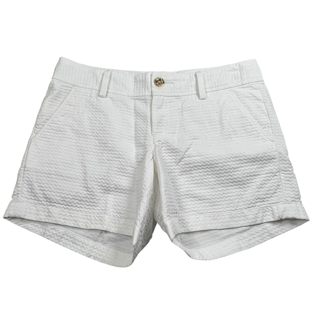 Lilly Pulitzer Womens 2 White Textured Callahan Short‎ 5" Inseam Low Rise